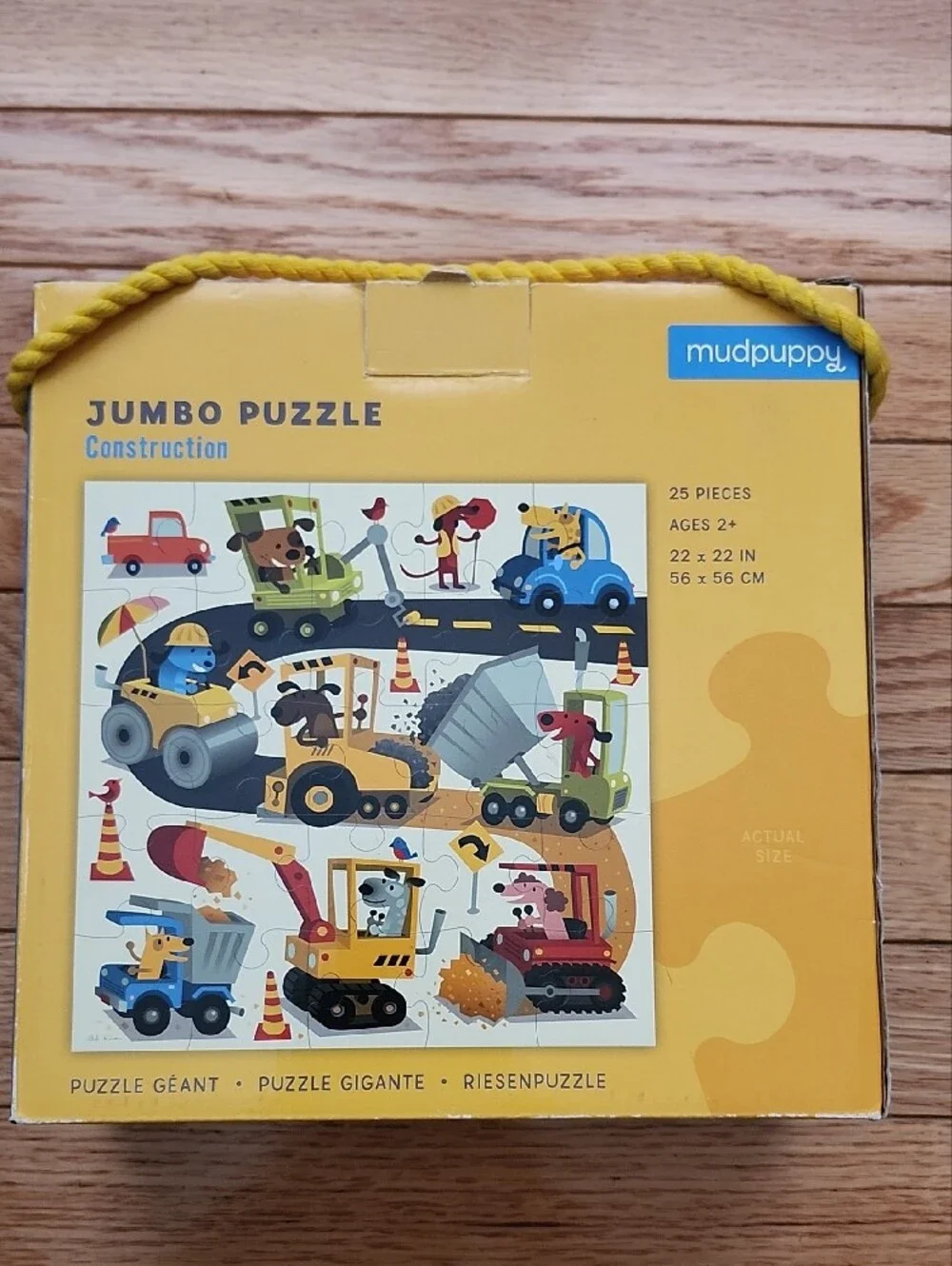 Mudpuppy Jumbo Puzzle - Yellow Construction Theme